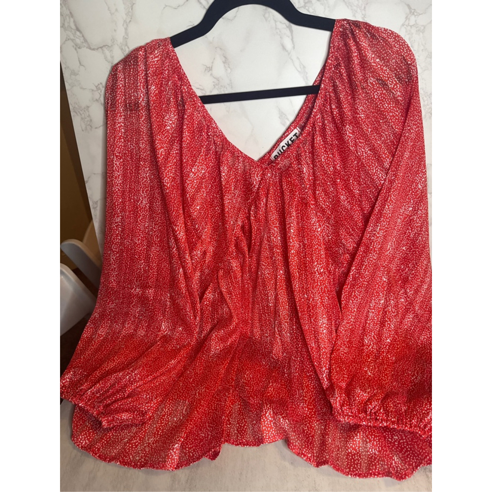Women's Bucket List Red & White Blouse L